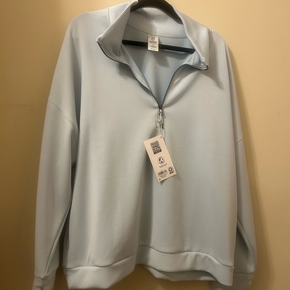 NWT- Member’s Mark Men Quarter-Zip Pullover in Light Blue. Size 3X
